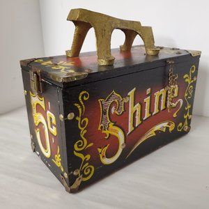Vintage Shoe Shine Box With Foot Rest